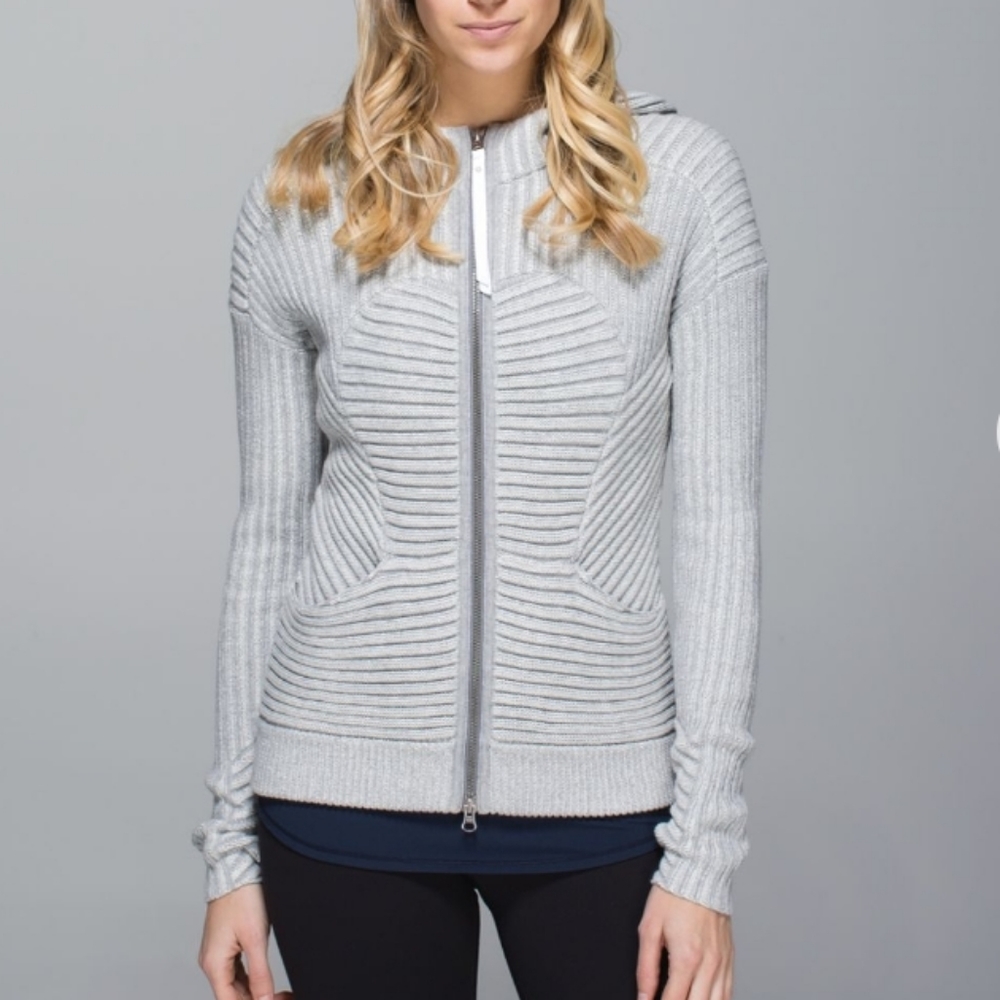 Lululemon Rare Ebrace Knit Sweater Hoodie Small Size Small Gray Front Zip